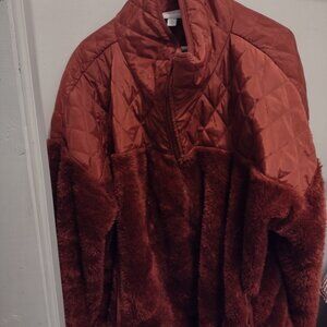 Lularoe Nancy half zip pullover quilted jacket yolk top, burgundy size Xl